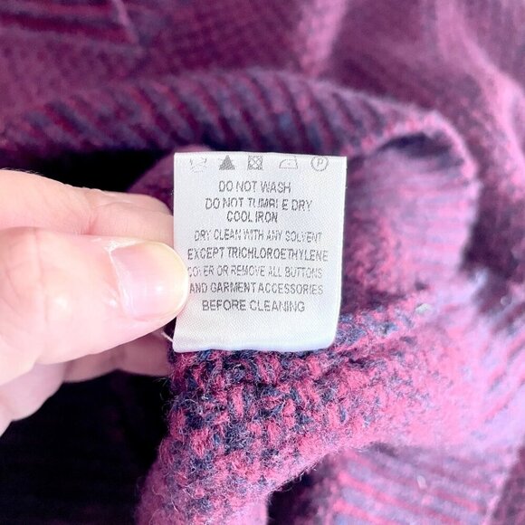 Burberry Shawl Collar Red Blue Wool Cashmere Sweater Size M Long Sleeve - Picture 5 of 8